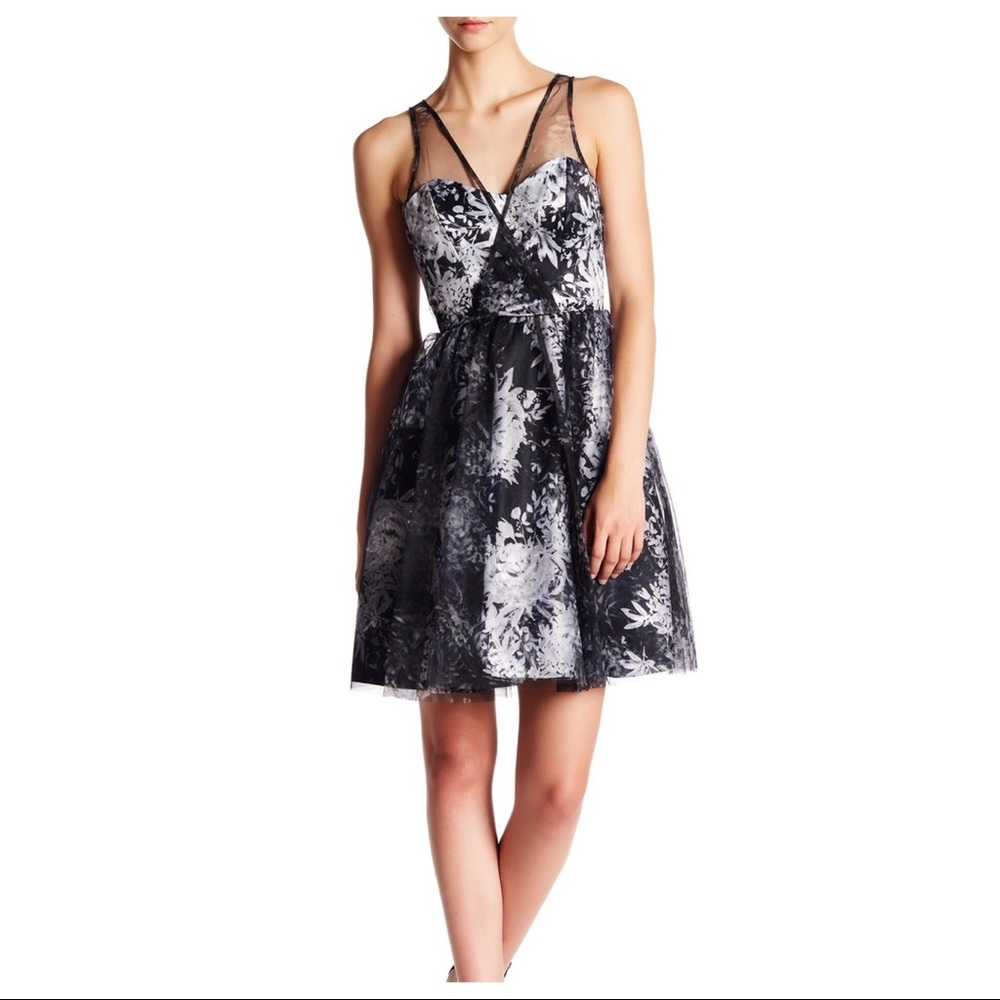 NEW PARKER FLORAL PRINT MESH OVERLAY MINI DRESS - Picture 8 of 8